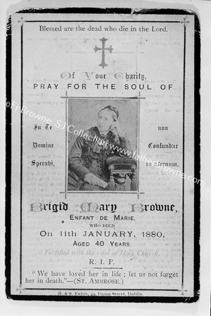 BRIGID MARY BROWNE MEMORIAL CARD